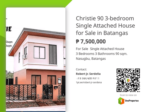 Christie - 90 a 3-bedroom Single Attached House for sale in Batulao.