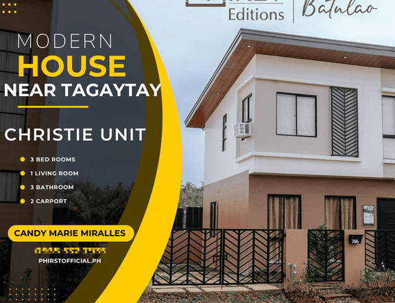 3 Bedroom Single Attached Christie Unit near Tagaytay