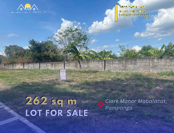 262 SQM LOT FOR SALE IN CLARK MANOR IN MABALACAT CITY, PAMPANGA