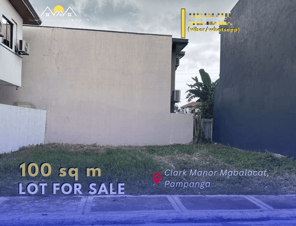 100 SQM LOT FOR SALE IN PRIME CLARK MANOR MABALACAT PAMPANGA