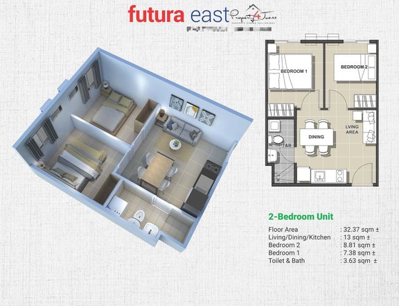 Preselling 2BR Condo for Sale in Cainta Rizal - Futura East by Filinvest