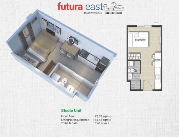 Preselling Studio Residential Condo For Sale in Cainta Rizal - Futura East by Filinvest