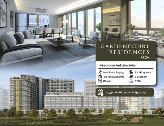 217 sqm 3-bedroom Residential Condo For Sale in Gardencourt Residences, Arca South Taguig