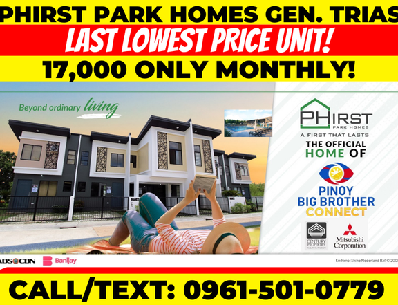 PHIRST PARK HOMES 2-bedroom Townhouse For Sale in General Trias Cavite