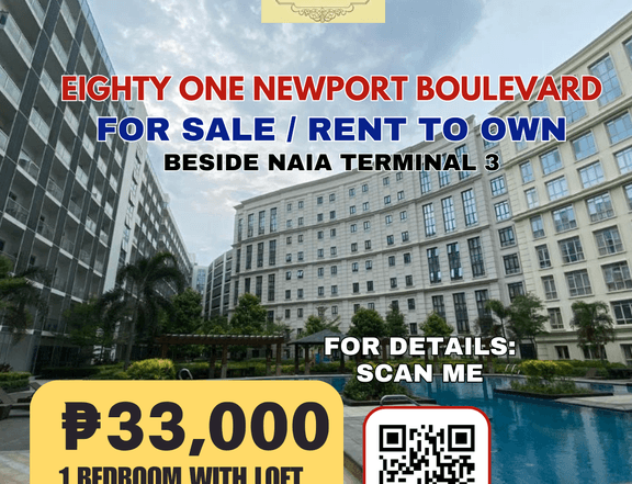 81 Newport Boulevard 1 Bedroom 66 sqm. Rent to Own Condo in Newport City beside NAIA Terminal 3