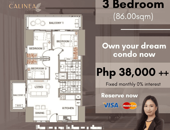 DMCI The Calinea Tower 3 Bedroom Preselling Condo For Sale in Caloocan