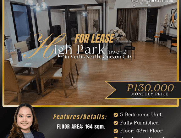 3BR Combined Units in High Park Tower 1, Quezon City for Rent