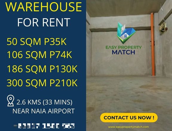 Small Warehouse For Rent Lease near Airport Pasay Paranaque 50to300sqm