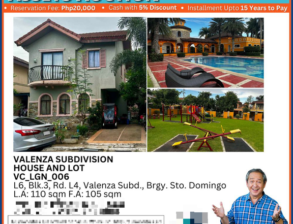 VALENZA SUBDIVISION STA. ROSA, LAGUNA HOUSE AND LOT FOR AUCTION