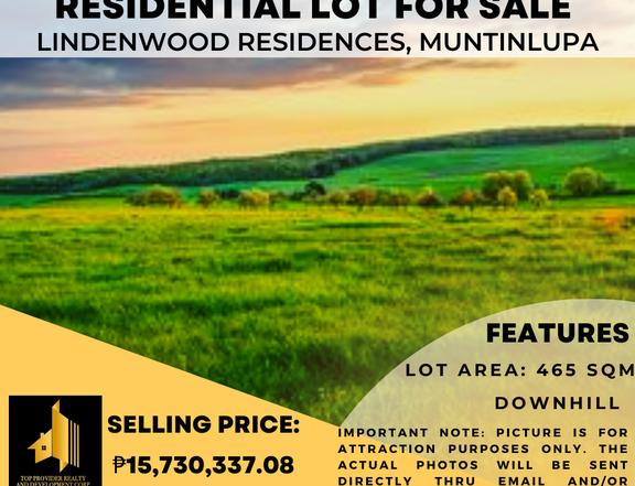 Downhill 465 sqm Lot for Sale in Lindenwood Residence, Muntinlupa