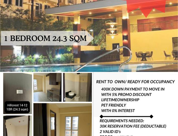 Ready For Occupancy 24.30 sqm 1-bedroom Residential Condo For Sale