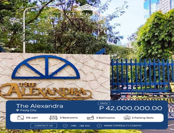 3BR 3 Bedroom Condo Unit for Sale in Pasig City, The Alexandra