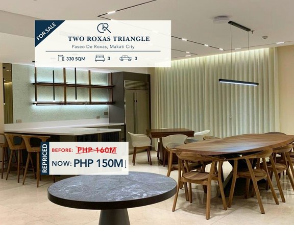 Sale 3Bedroom 3BR Fully Furnished Condo at Two Roxas Triangle , Makati