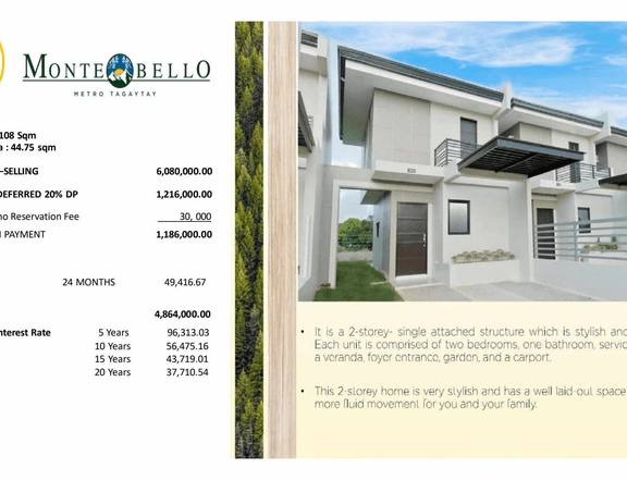 2-bedroom Single Attached House For Sale in Metro Tagatay