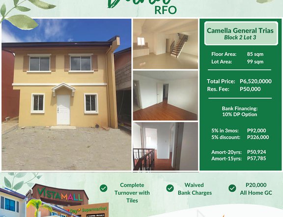 READY FOR OCCUPANCY HOUSE AND LOT FOR SALE IN GENERAL TRIAS CAVITE