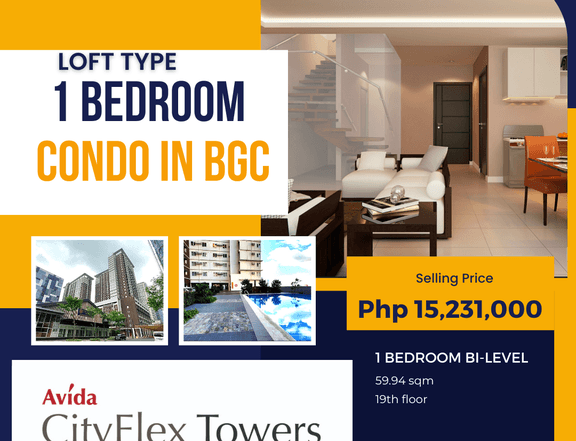 Loft type 1-bedroom bi-level Condo For Sale in BGC Taguig