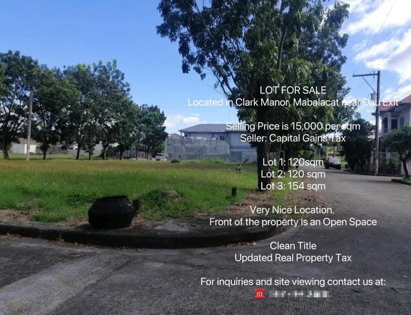 Lot for Sale at Clark Manor Residential near Mabalacat, Dau Exit