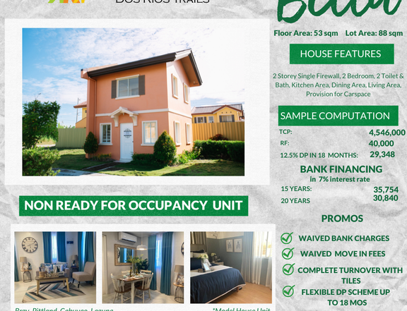 Preselling 2 bedroom unit for sale at Cabuyao,Laguna