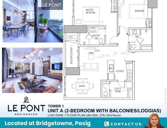 Bridgetowne Pasig Pet Friendly 2 BR condo with AC Pre-Selling Condo for Sale at Le Pont Residences