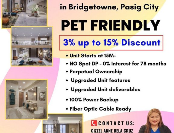 Pet Friendly 3BR Condo Unit with Balconies for sale at The Le Pont Residences near Subway Station