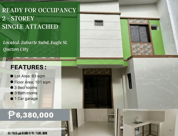 3-bedroom Single Attached House For Sale in Novaliches