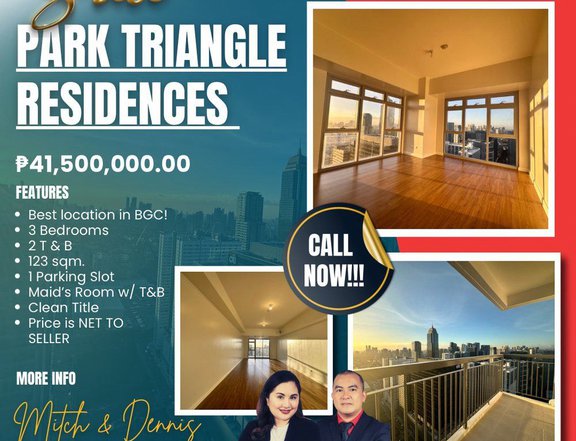 3 Bedroom Corner Unit For Sale at Park Triangle Residences BGC