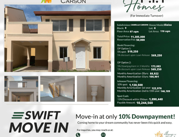 House and Lot for Sale in Camella Carson