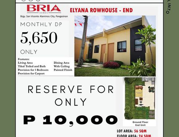 Affordable Elyana End Unit- Rowhouse in Alaminos Pangasinan