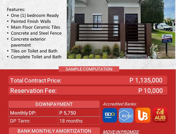Emery Rowhouse 1 Bedroom available in Panabo City