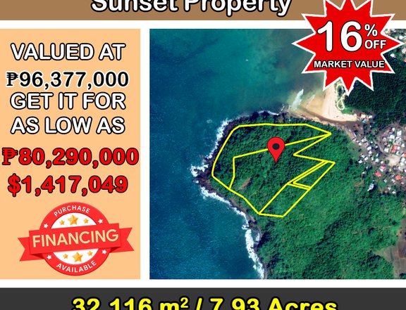 32,116 m2 / 7.94 Acres Legendary Hilltop Sunset Property at Nacpan