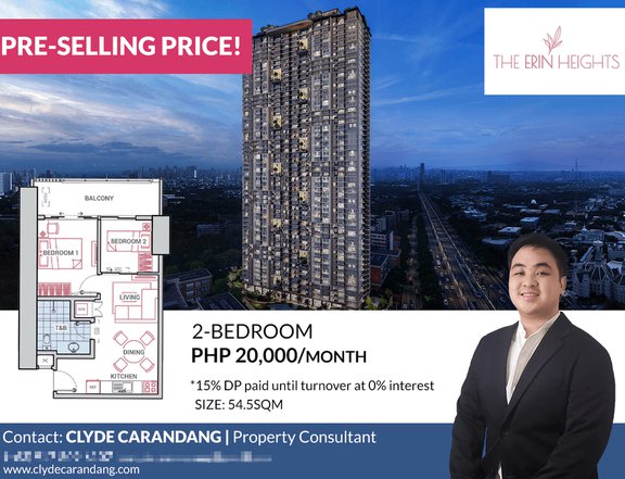 2BR 54.5 SQM |  The Erin Heights Preselling in QC near UP Diliman