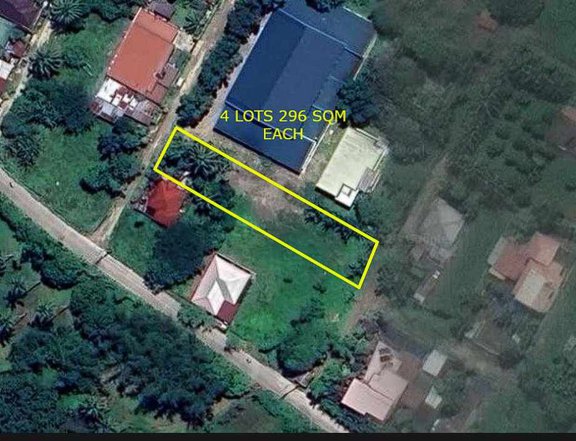 4 Residential Lots, 296sqm each, end to end. Owner's Price