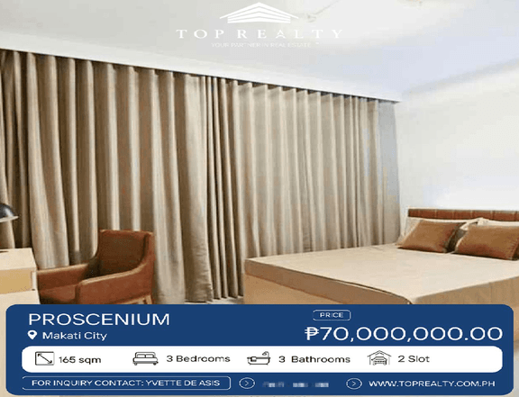 165.00 sqm 3-bedroom Condo For Sale in Makati at Proscenium
