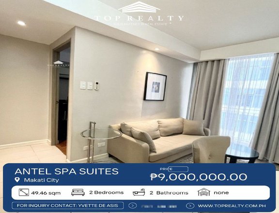 49.46 sqm 2-bedroom Condo For Sale in  Antel Spa Suites, Makati