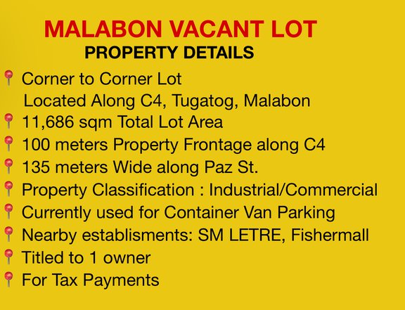 Commercial Lot for Sale in Malabon, Metro Manila