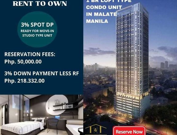 1 Bedroom Loft Type Condo For Sale in Malate Manila