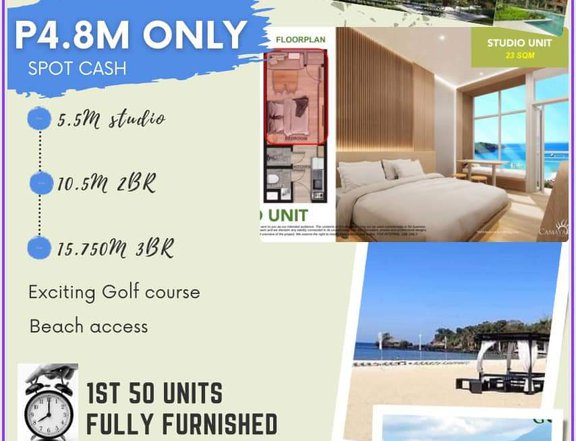 Condo or villa for sale in a beach view and golf view