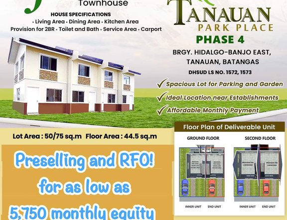 Baretype towhouse for sale in Tanauan Batangas