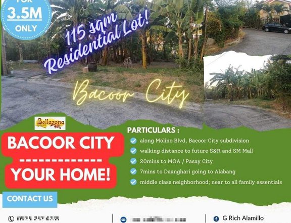 115sqm Residential Lot in Bacoor City.... along Molino Blvd subd.