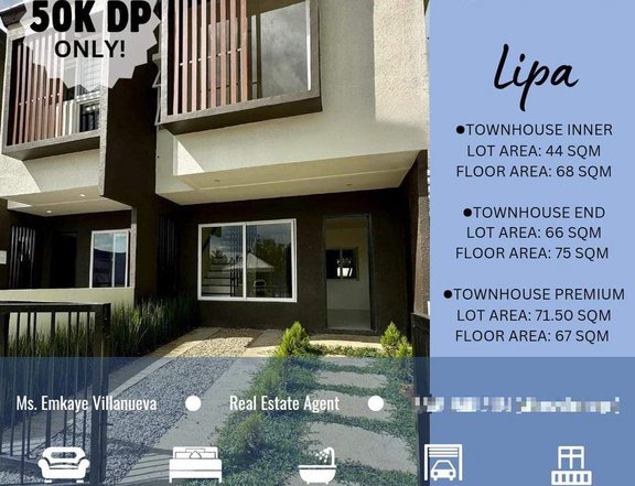 Own a 3-bedroom Townhouse in Lipa Batangas for only 50k downpayment!