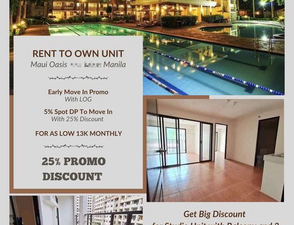 Ready For Occupancy Discounted 25.60 sqm Studio Residential Condo For Sale in Manila