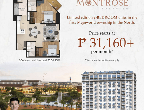 Montrose Parkview (Turnover: 2027) Preselling Condo 2BR 75.5sqm in San Fernando Pampanga