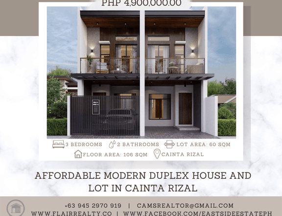Affordable Modern Duplex House and Lot in Cainta Rizal