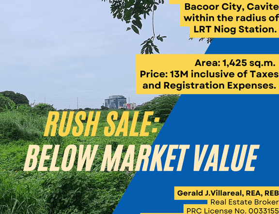 RUSH SALE: Lot in Bacoor, Cavite within the radius of LRT Niog Station