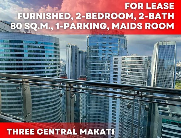For Lease Furnished 2Bed 80 sqm at Three Central Makati near Ayala Ave