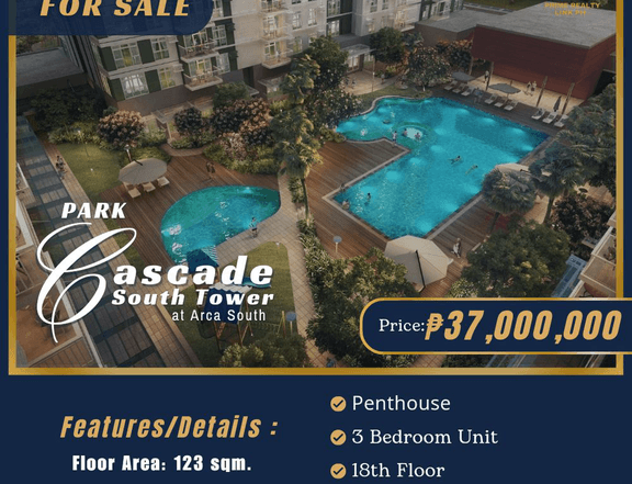 Park Cascades 3BR Penthouse for Sale at Arca South, Taguig