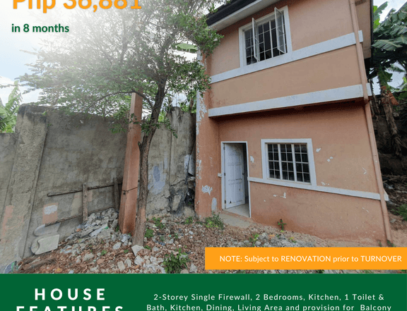 2BR 2-Storey Single Firewall w/ provision for balcony in Talisay (RFO)