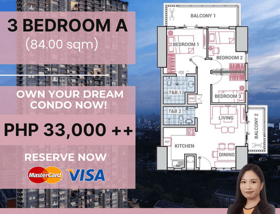 The Erin heights - Condo For Sale in Commonwealth Quezon city No Spot DP 3 Bedroom unit