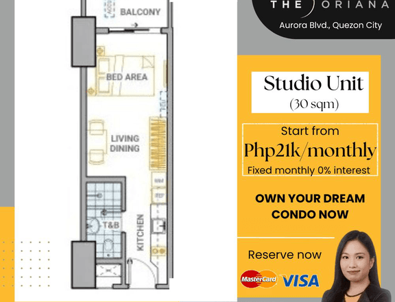 DMCI The Oriana Studio unit Preselling Condo For Sale in Quezon city near Cubao