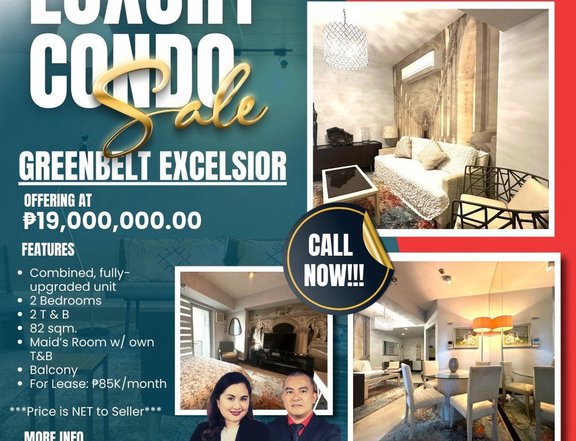 82.00 sqm 2-bedroom Condo For Sale in Greenbelt Excelsior Makati